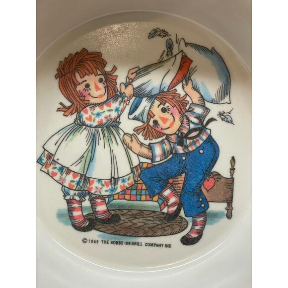 VTG  Raggedy Ann and Andy Bowl set with SS Utensils - Picture 3 of 14